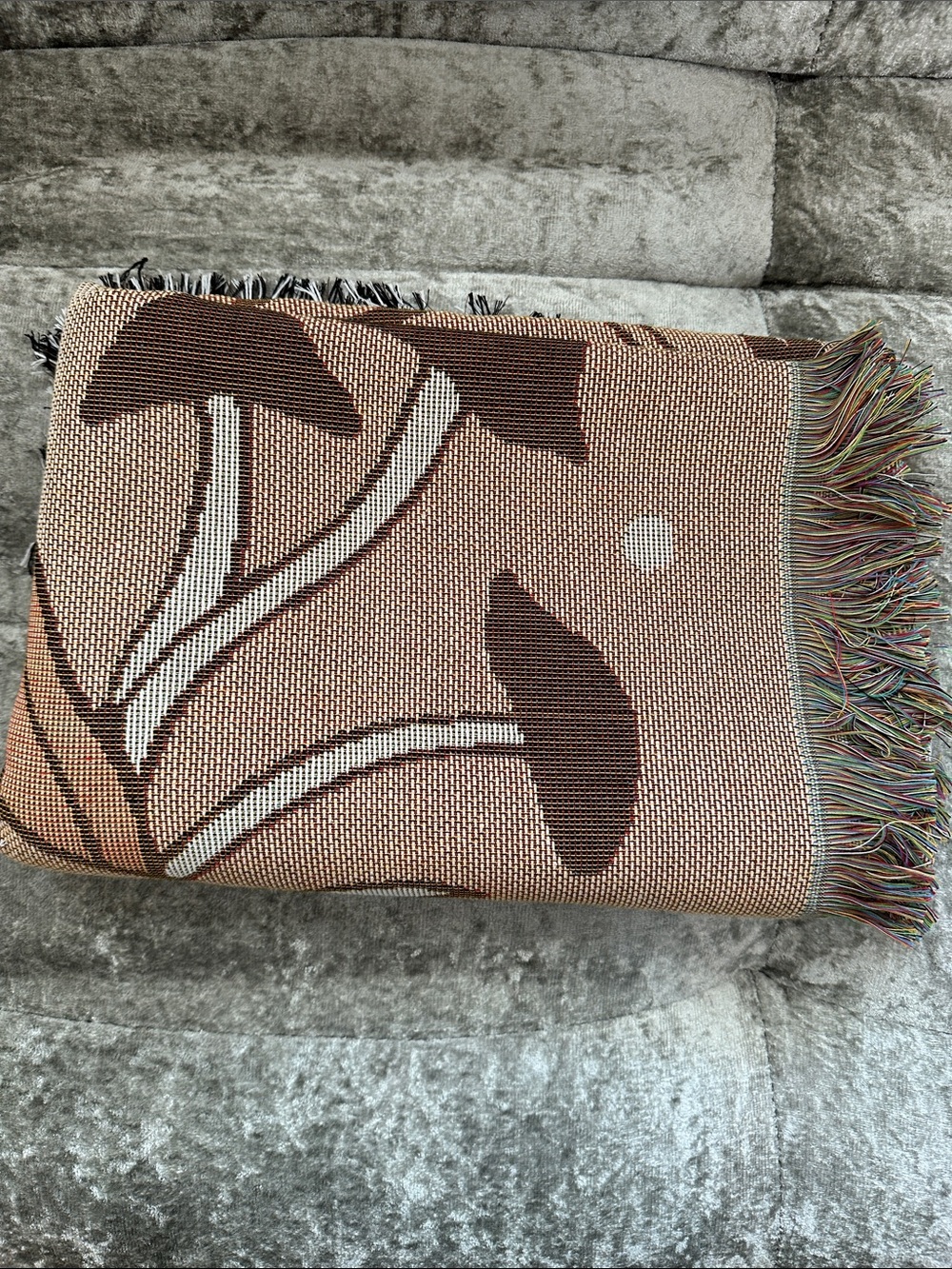 NWT Earthbound Trading Company Reversible Moth Mushroom Blanket - Picture 5 of 11